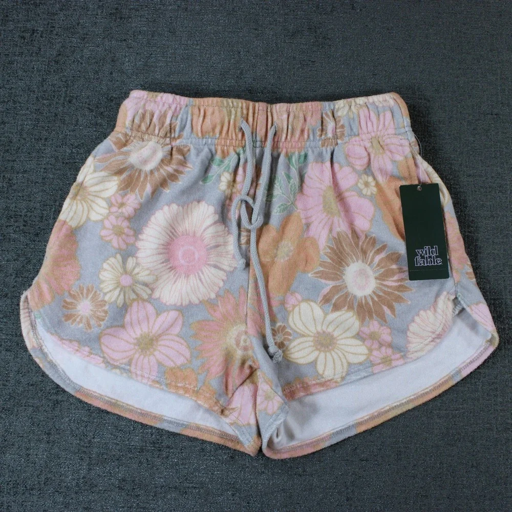 Wild Fable Floral Terry Cloth Halter Top and‎ Shorts Lounge Set Pink XS NWT